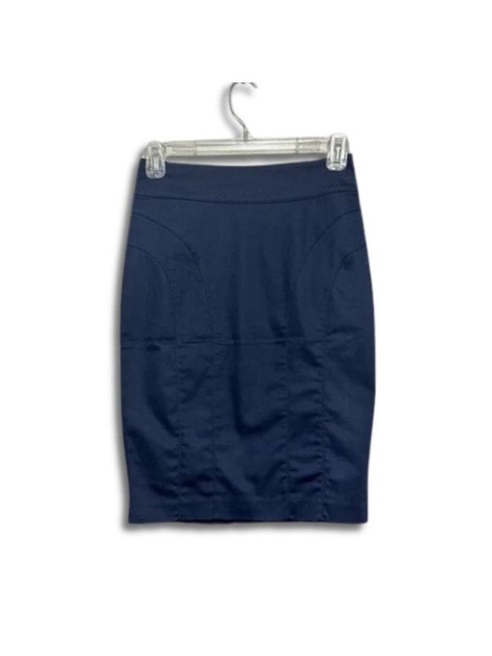 H&M Pencil Skirt Above Knee Length Cotton Blend Stretch Stitching Blue W 4 NWT